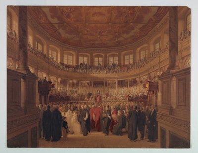 Kresba, Encaenia v Sheldonii, 1814 od Thomas Unwins