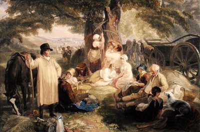 Haymakers at Dinner (akvarel na papíře) od Thomas Unwins
