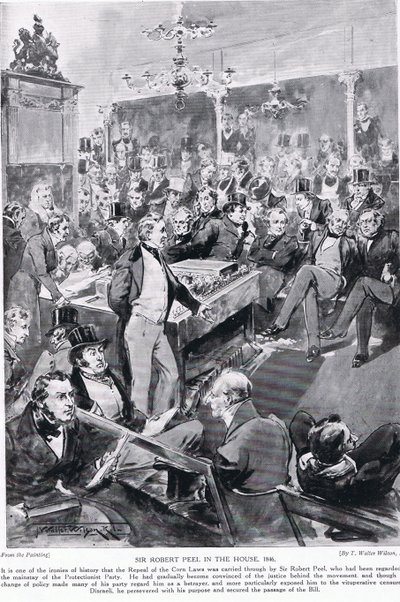 Sir Robert Peel v domě, 1846, ilustrace z 