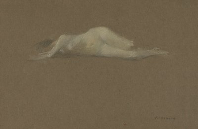 Nahá žena na její straně od Thomas Wilmer Dewing