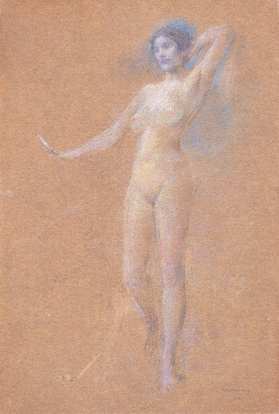 Stojící postava nahé dívky od Thomas Wilmer Dewing
