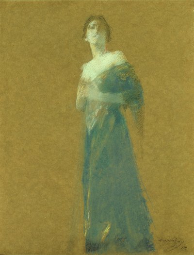 Žena v modrém od Thomas Wilmer Dewing