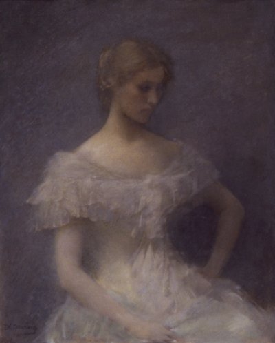Sedící mladá dívka od Thomas Wilmer Dewing
