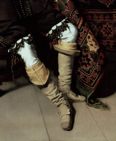 Constantijn Huygens 1596-1687 a jeho úředník, 1627 olej na detailu panelu z 259768 od Thomas de Keyser