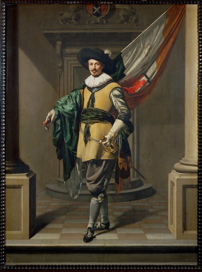 Loef Vredericx jako vlajkonoš města Amsterdamu od Thomas de Keyser