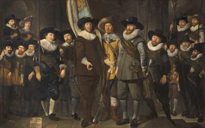 Důstojníci a další občanští gardisté III. obvodu Amsterdamu pod velením kapitána Allaerta Cloecka a poručíka Lucase Jacobsze Rotganse od Thomas de Keyser