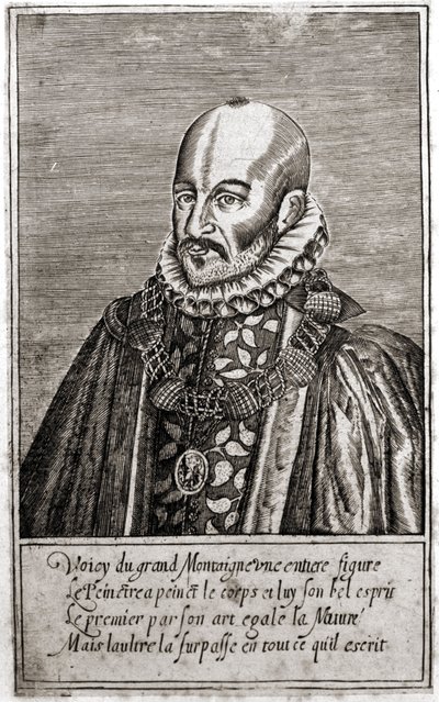 Portrét Michela de Montaigne (1533-1592), francouzského spisovatele. Rytina Thomas de Leu. (1560-1612). od Thomas de Leu
