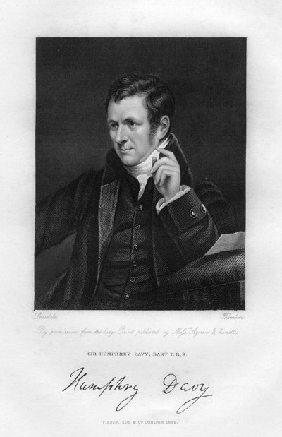 Sir Humphry Davy 1778-1829, anglický chemik a fyzik, 19. století. od Thompson