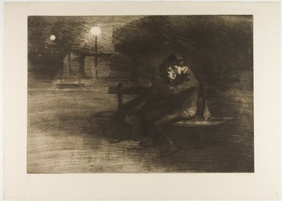 Milenci na lavičce od Théophile Alexandre Pierre Steinlen
