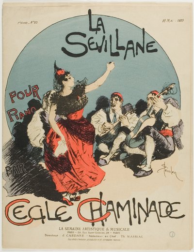 Předehra pro Sevillskou ženu, pro klavír, Cecile Chaminade od Théophile Alexandre Pierre Steinlen