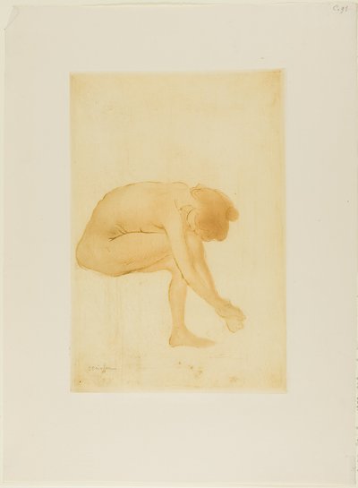 Sedící žena si suší nohy od Théophile Alexandre Pierre Steinlen