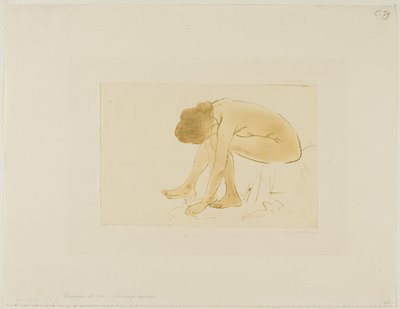 Sedící žena si utírá nohy od Théophile Alexandre Pierre Steinlen