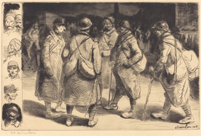 Vojáci na dovolené - Night Scene Leave - Night Effect, 1916. od Théophile Alexandre Steinlen