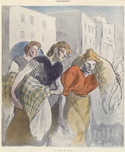 The Washerwomen Returning from Wash House, konec 19. století od Théophile Alexandre Steinlen