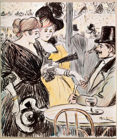 Koncert v kavárně. (Kresba, konec 19. století) od Théophile Alexandre Steinlen