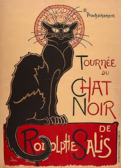 Prohlídka Černé kočky od Rodolpha Salise (1. Fassung). Francie 1896, Charles Vernaux, Paříž od Théophile Alexandre Steinlen