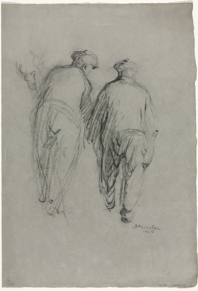 Dva pracující muži, pohled zezadu od Théophile Alexandre Steinlen