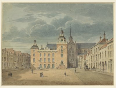 Radnice a kostel v Goes (Zeeland) od Théophile Schuler (possibly)
