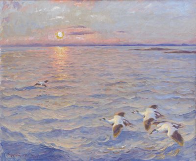 Západ slunce nad Norským mořem od Thorolf Holmboe