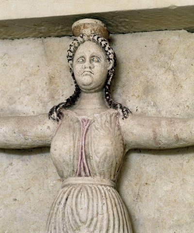 Thrácká hrobka Sveshtari, detail sochy ženy v Atlasu, 3. století před naším letopočtem (kamenná socha) od Thracian Thracian