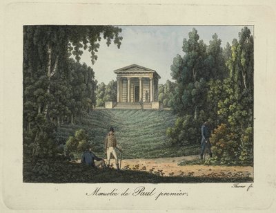 Chrám Pavla I. nebo Mauzoleum Pavla I. v parku Pavlovsk, 1810s. od Thurner