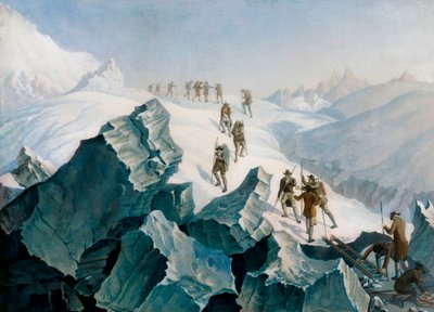 Sestup Horace Benedicta de Saussure, jeho syna a průvodců dolů Mont Blanc, srpen 1787 od Tiberius Dominikus Wocher