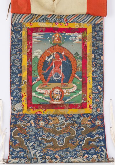 Dákini, malba 19. století, textilní bordury 19. a 18. století od Tibetan School