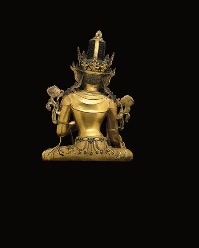 Císařská postava Avalokiteshvara (viz také 474250 až 474254) (zlacený bronz) od Tibetan School