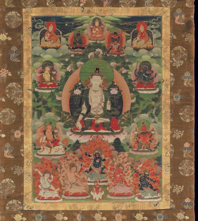 Manjushri, Boddhisattva of Wisdom (mletý minerální pigment na bavlně) od Tibetan School