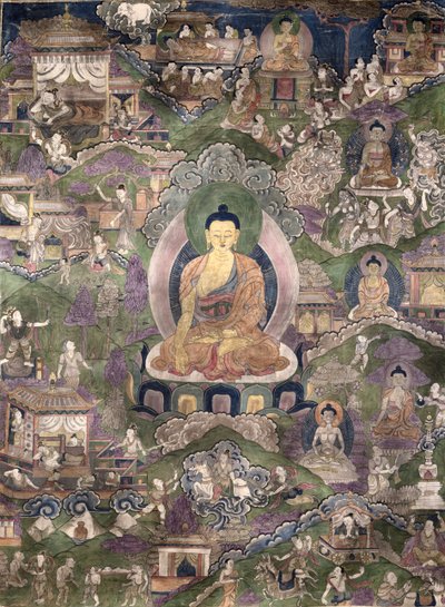 Thangka of the Buddha (kvaš na plátně) od Tibetan School