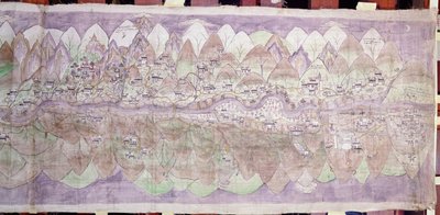 Měsíční konec Tsari Rongkor (malovaná látka) od Tibetan School