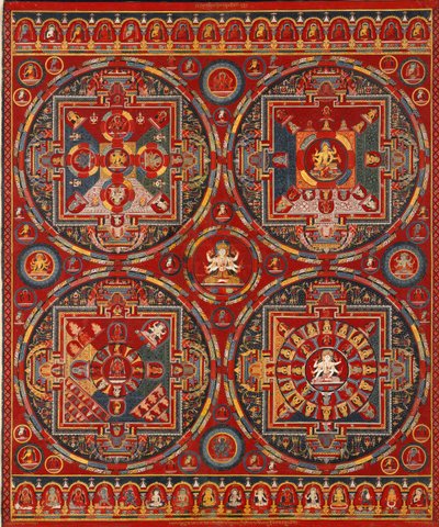 Rozkaz Sakya. Čtyři mandaly ze série Vadžravali Thangka od Tibetan culture