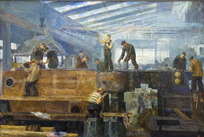 Le plan quinquennal - Turbínová instalace par Chernyshev, Tikhon Pavlovich (1882-1942). Olej na plátně, rozměr: 75x110 od Tikhon Pavlovich Chernyshev