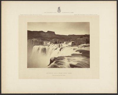 Shoshone Falls, Snake River, Idaho, pohled přes vrchol vodopádu od Timothy H. OSullivan
