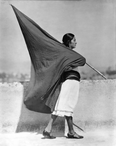 Žena s vlajkou, Mexico City, 1928 od Tina Modotti