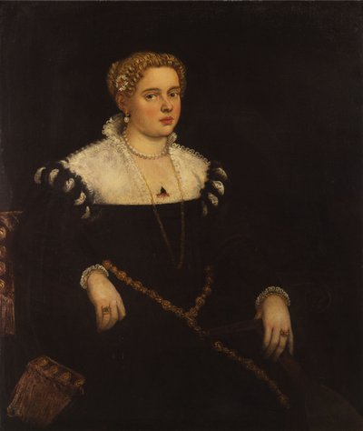 Portrét dámy, tříčtvrteční, držící mandolínu od Tintoretto