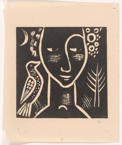 Ženská hlava s holubicí od Tinus van Doorn (signed by artist)