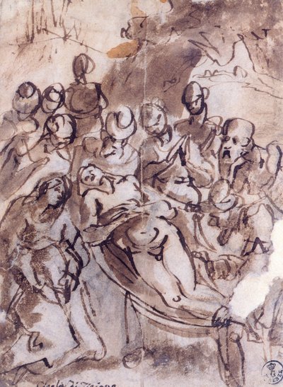 Depozice od Tiziana (kolem 1490-1576), kresba od Titian (c.1488 1576)