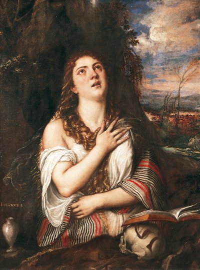La Maddalena, od Tiziana (asi 1490-1576), olej na plátně od Titian (c.1488 1576)
