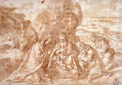 Narození Páně od Tiziana (asi 1490-1576), kresba od Titian (c.1488 1576)