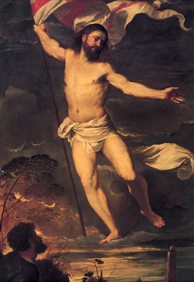 Vzkříšení Krista, detail z centrálního panelu Averoldiho oltáře, od Tiziana Vecellia (1488-1576), olej na plátně, 278x292 cm, Kolegiátní kostel svatých Nazaria a Celso, Brescia od Titian (c.1488 1576)