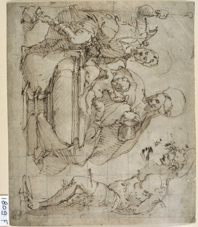 Posvátný rozhovor (tužka a tuš na papíře) od Titian (c.1488-1576)