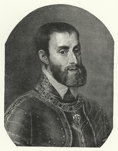Karel V., císař Svaté říše římské (rytina) od Titian (c.1488 1576) (after)
