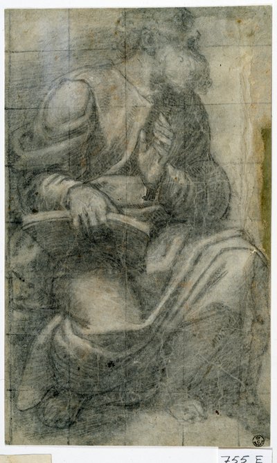 Apoštol (křída na papíře) od Titian (c.1488-1576)