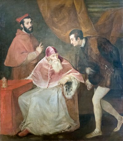 Porträt von Papst Paul III. mit Neffen von Titian (c.1488-1576)