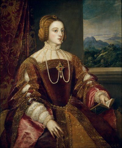 Portrét imprese Isabelly Portugalské (1503-1539) Obraz Tiziana Vecellia zvaný Tizian (1485-1576) 1548 Slunce. 1,17x0,98 m Madrid, muzeum Prado od Tiziano Vecelli
