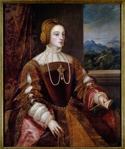 Portrét imprese Isabely Portugalské (1503-1539) Obraz Tiziana Vecellia (1485-1576) 16. století Sun. 1,17x0,98 m Madrid, muzeum Prado od Tiziano Vecelli