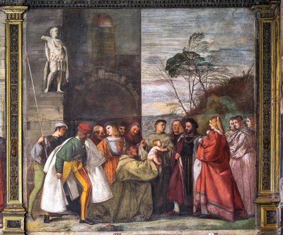 Dítě hlásající nevinu matky, Severní zeď, Škola svatého, detail 2195188 od Titian (c.1488 1576)