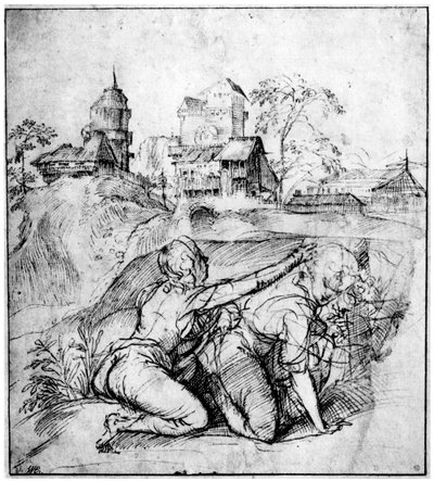 Krajina se dvěma mládími, c1510, 1937 od Tiziano Vecelli