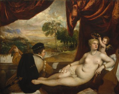 Venuše a hráč na loutnu, kolem 1565-70 od Tiziano Vecelli